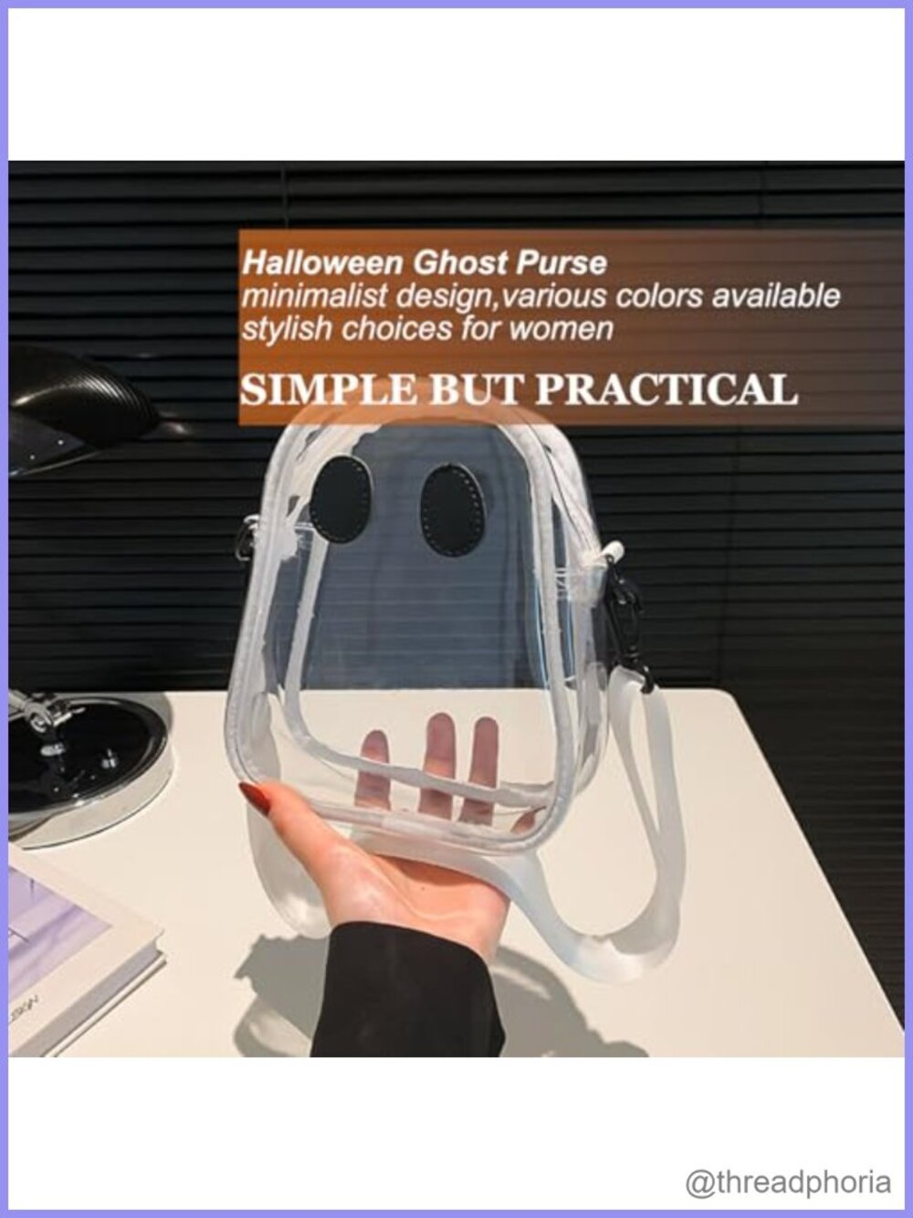 Clear PVC Crossbody Purse Halloween Ghost Novelty Transparent Shoulder Bag - Picture 3 of 6